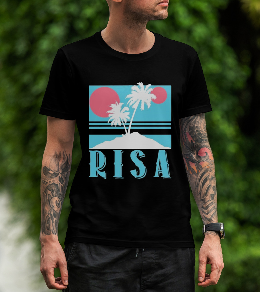 Risa Tropical Island Vacation Palm Trees And Sunset T-Shirt