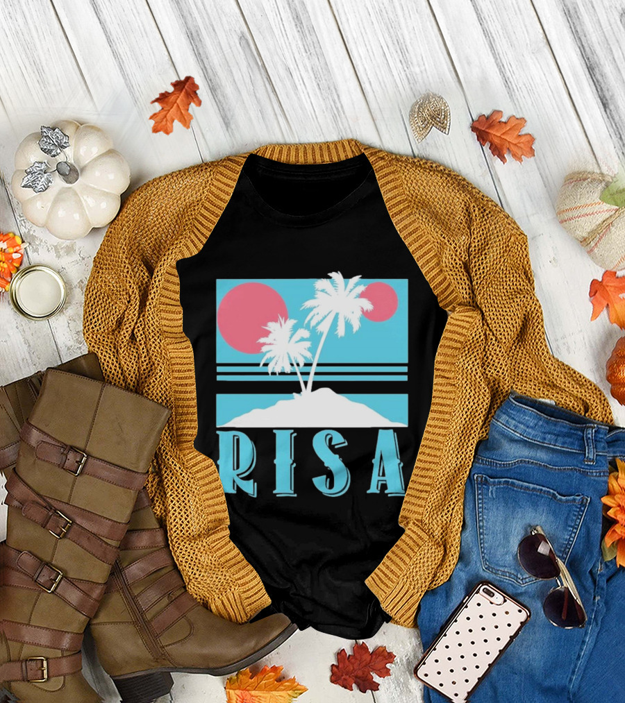 Risa Tropical Island Vacation Palm Trees And Sunset T-Shirt