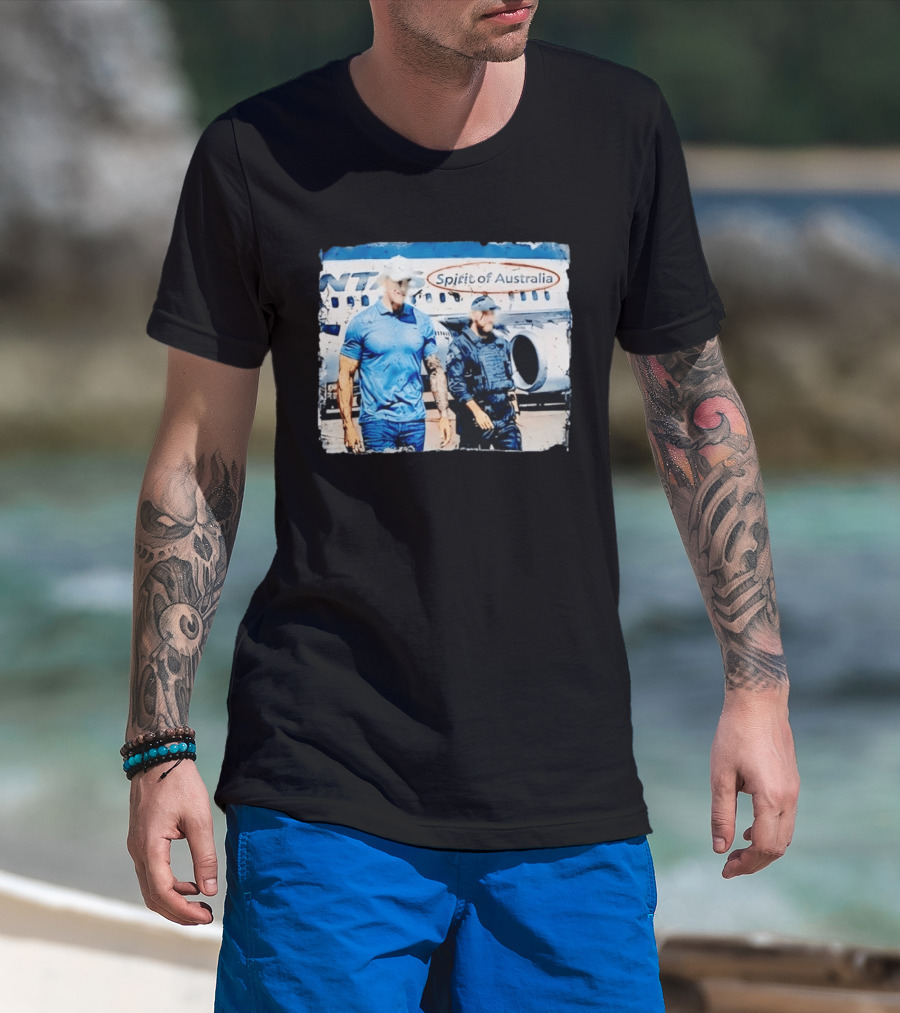 Qantas Spirit Of Australia Distressed Aviation Plane Crew T-Shirt