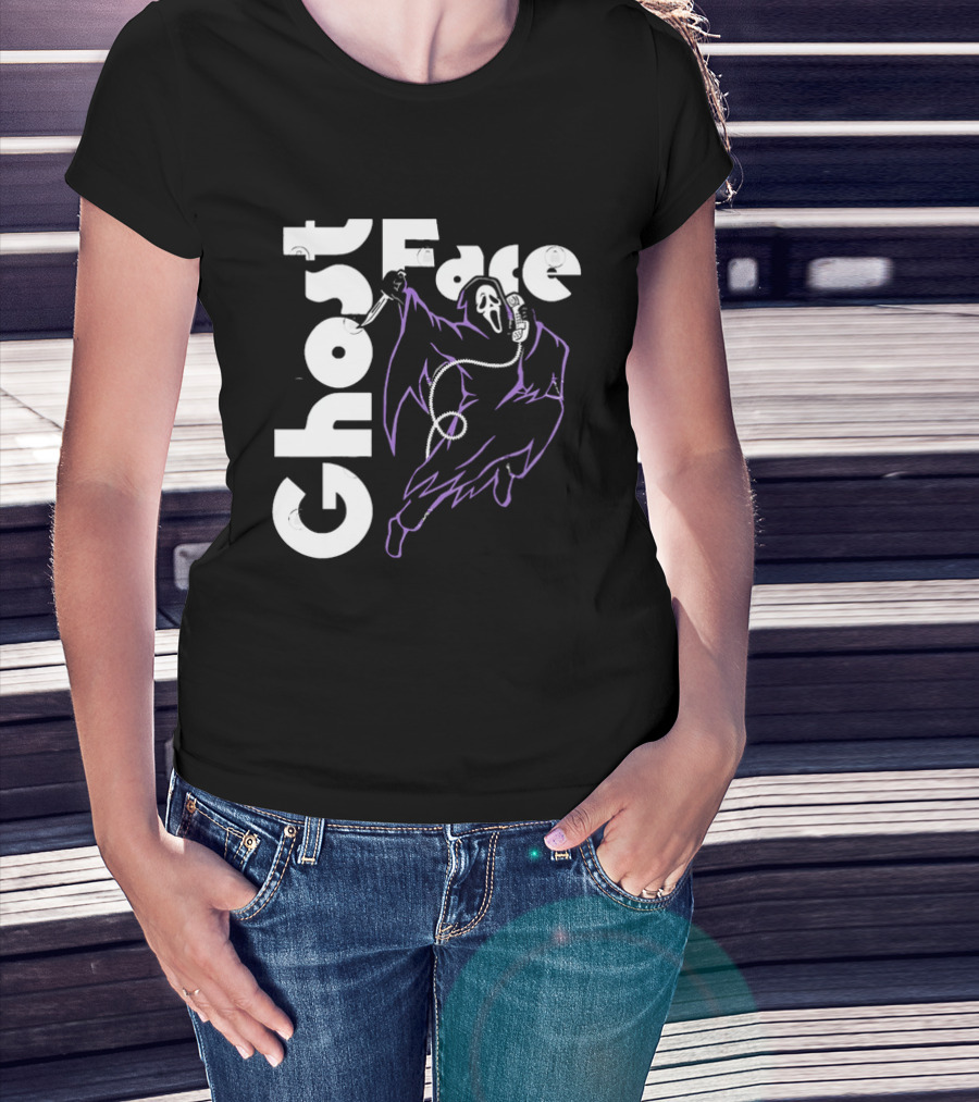 Ghost Face Horror Movie Scream Iconic Mask With Knife T-Shirt