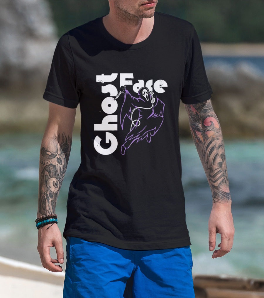 Ghost Face Horror Movie Scream Iconic Mask With Knife T-Shirt