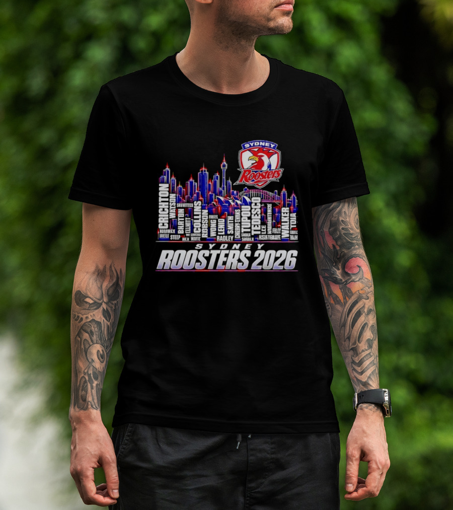 Sydney Roosters 2026 Skyline Roster Team T-Shirt