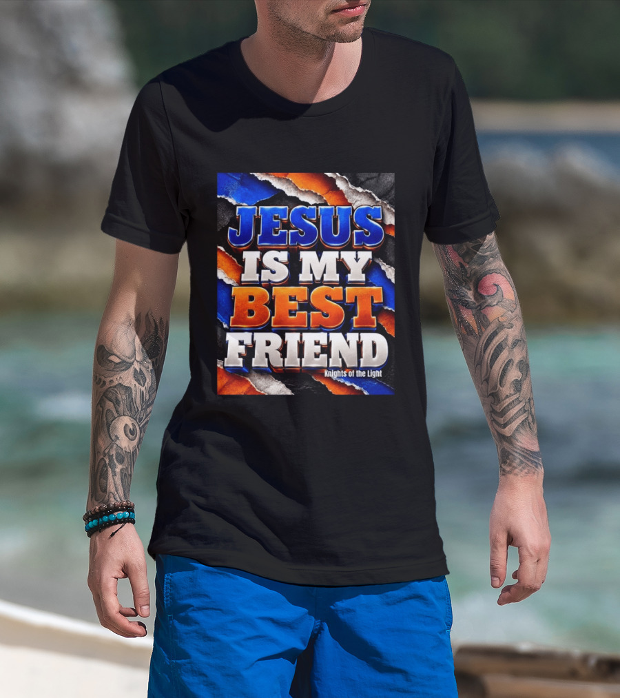 Jesus Is My Best Friend Knights Of The Light Bold Texturized T-Shirt