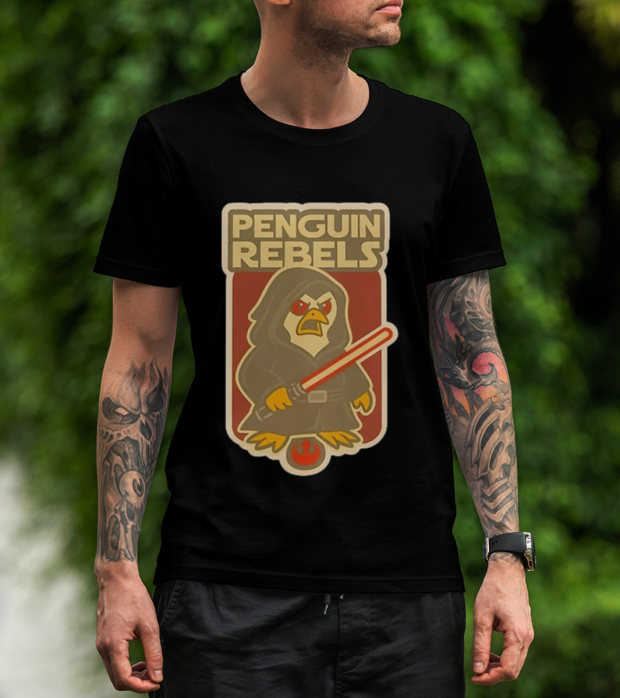 Penguin Rebels Star Wars Lightsaber Hooded Jedi Bird T-Shirt