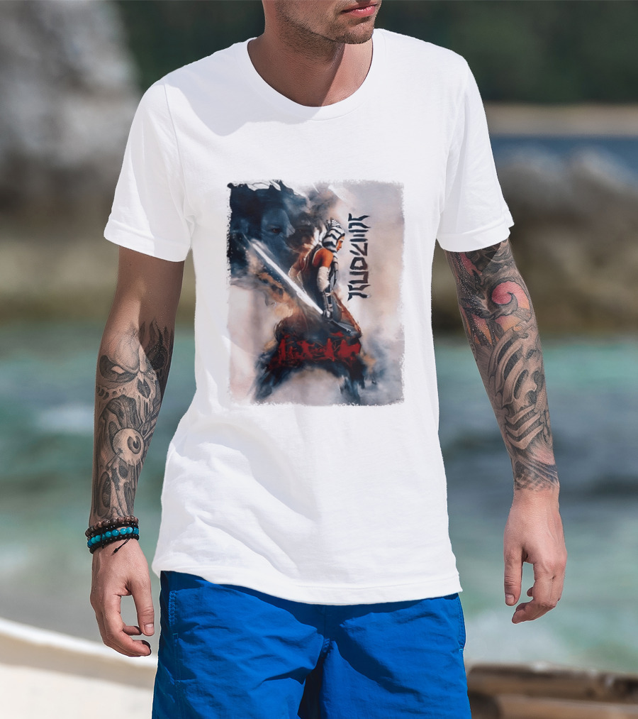 Ahsoka Tano Jedi Warrior Lightsaber Arabic Calligraphy Star Wars T-Shirt