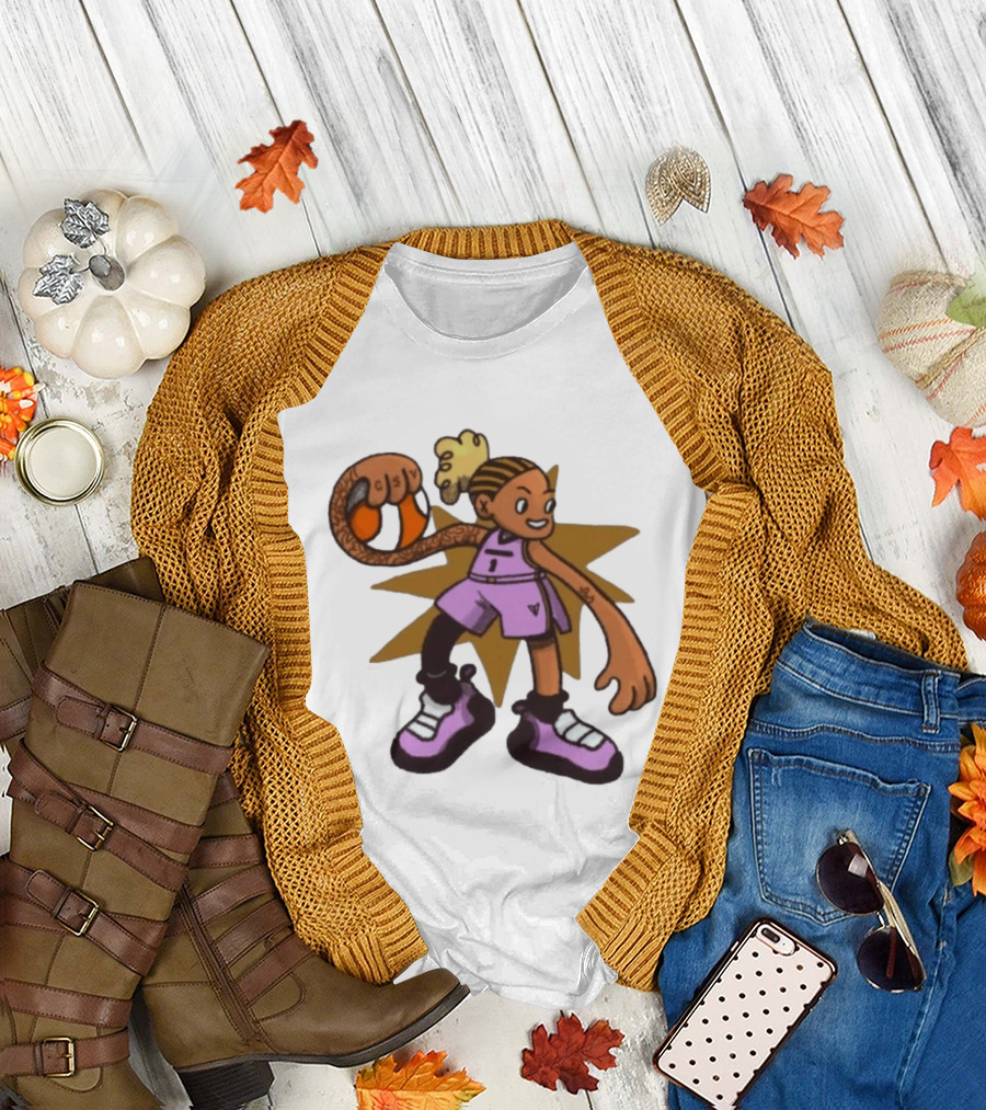 Gabby Golden State Valkyries No 1 CSV Cartoon Character With Basketball T-Shirt