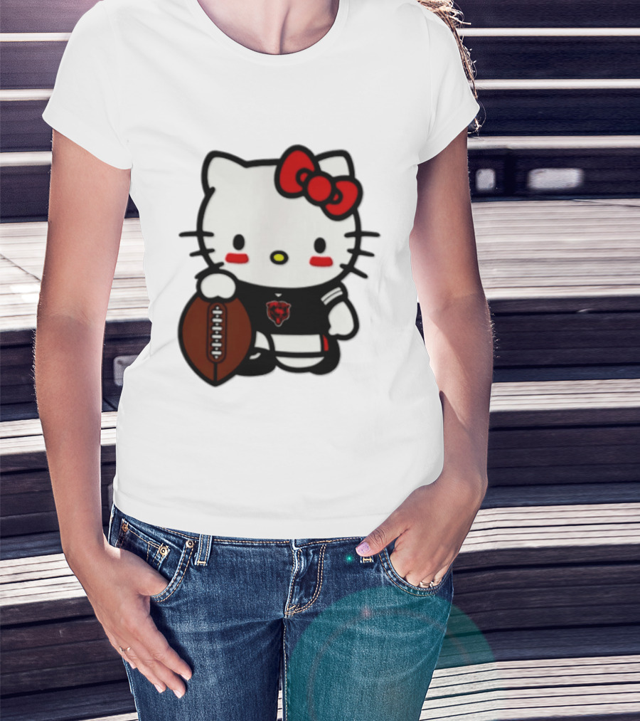 Hello Kitty Chicago Bears Football Cartoon T-Shirt