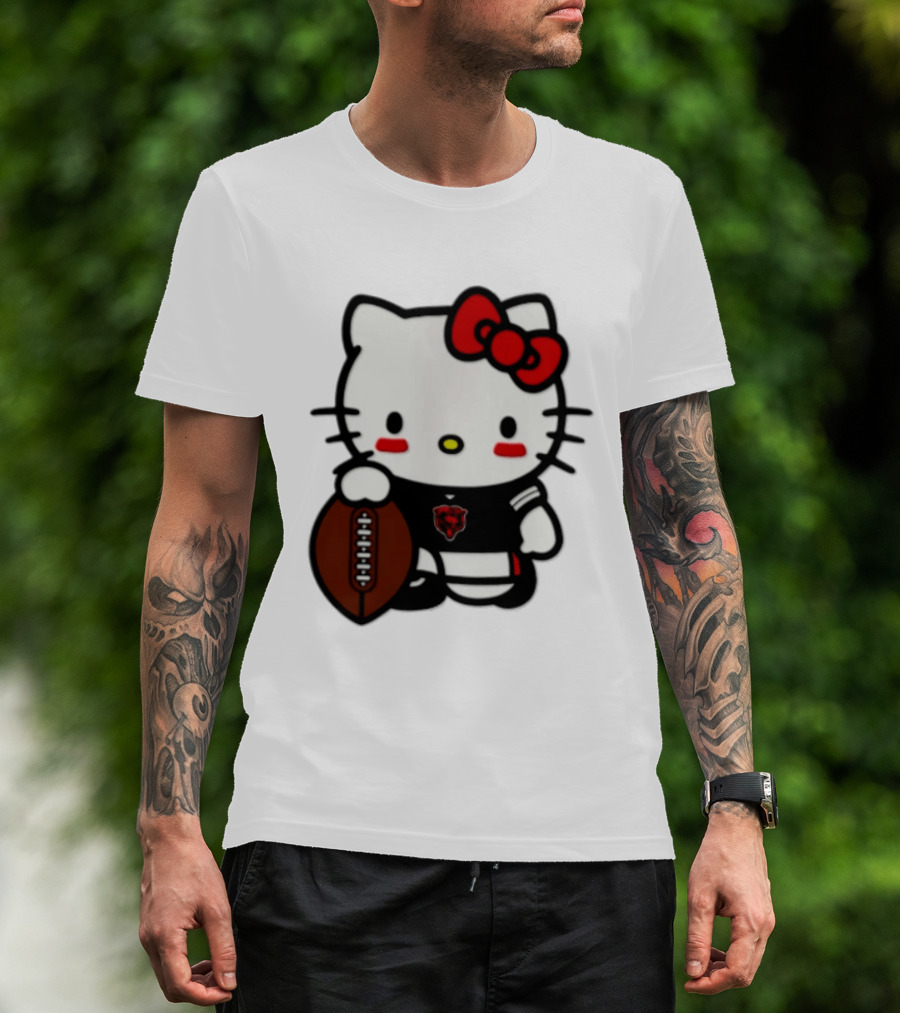 Hello Kitty Chicago Bears Football Cartoon T-Shirt
