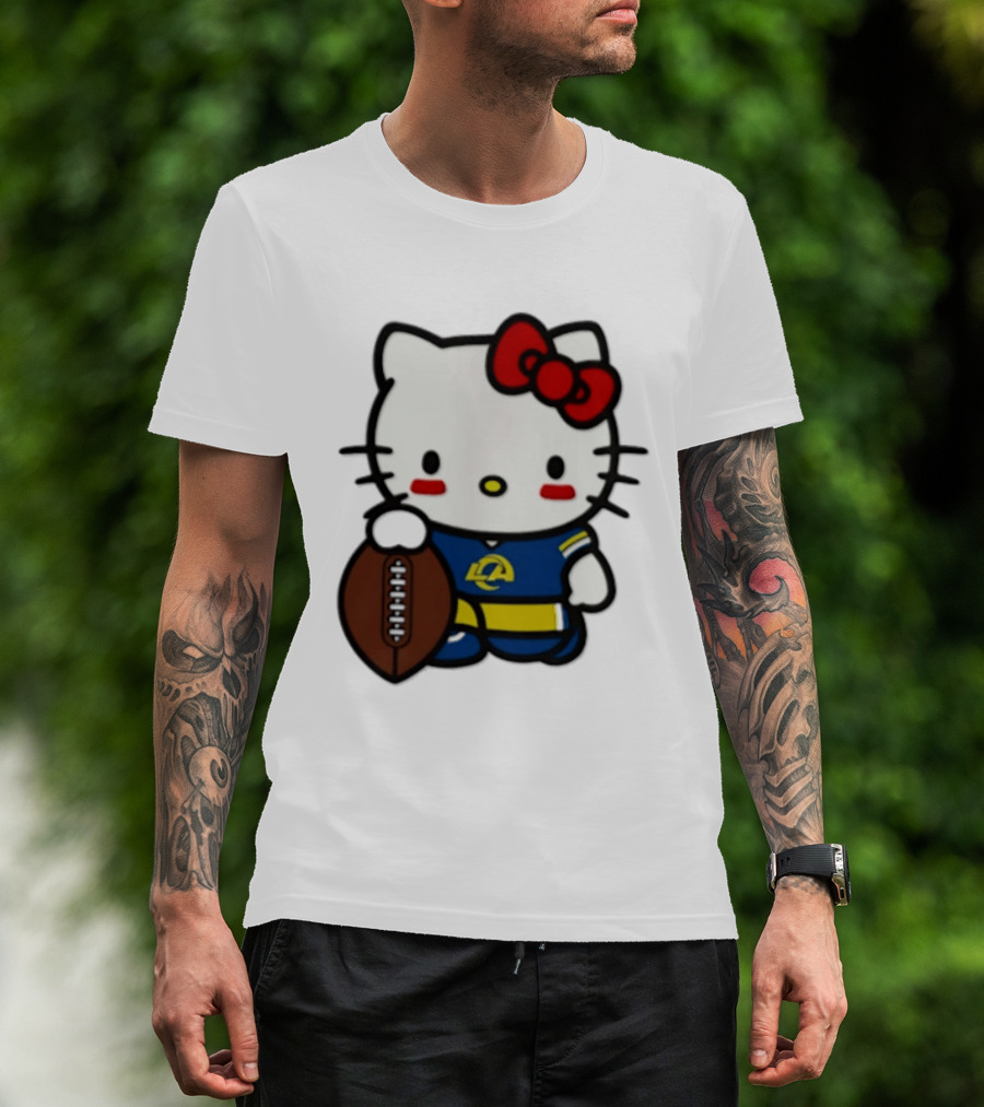 Hello Kitty Los Angeles Rams Football Fan Cartoon T-Shirt