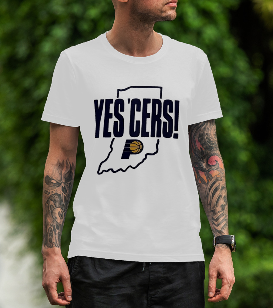 Indiana Pacers Yes'Cers Basketball Graphic With State T-Shirt