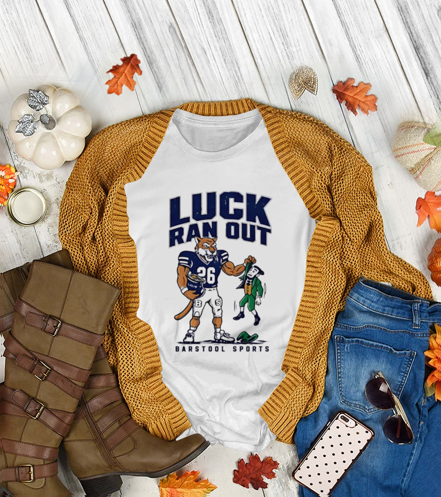 Luck Ran Out Barstool Sports Football Cat Vs Leprechaun T-Shirt