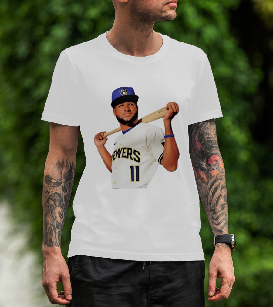 Manny Pina Milwaukee Brewers Number 11 Catcher MLB Baseball T-Shirt