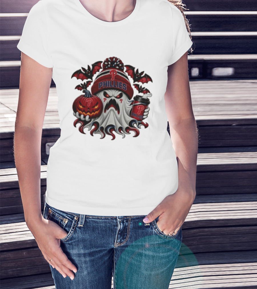 Philadelphia Phillies Halloween Ghost Coffee Pumpkin 2026 Spooky T-Shirt