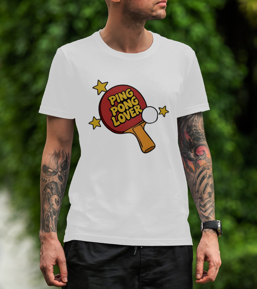 Ping Pong Lover Table Tennis Paddle Racket Stars T-Shirt