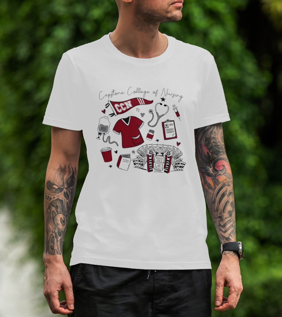 Capstone College Of Nursing CCN Medical Student Essentials Stethoscope Scrubs Stadium T-Shirt