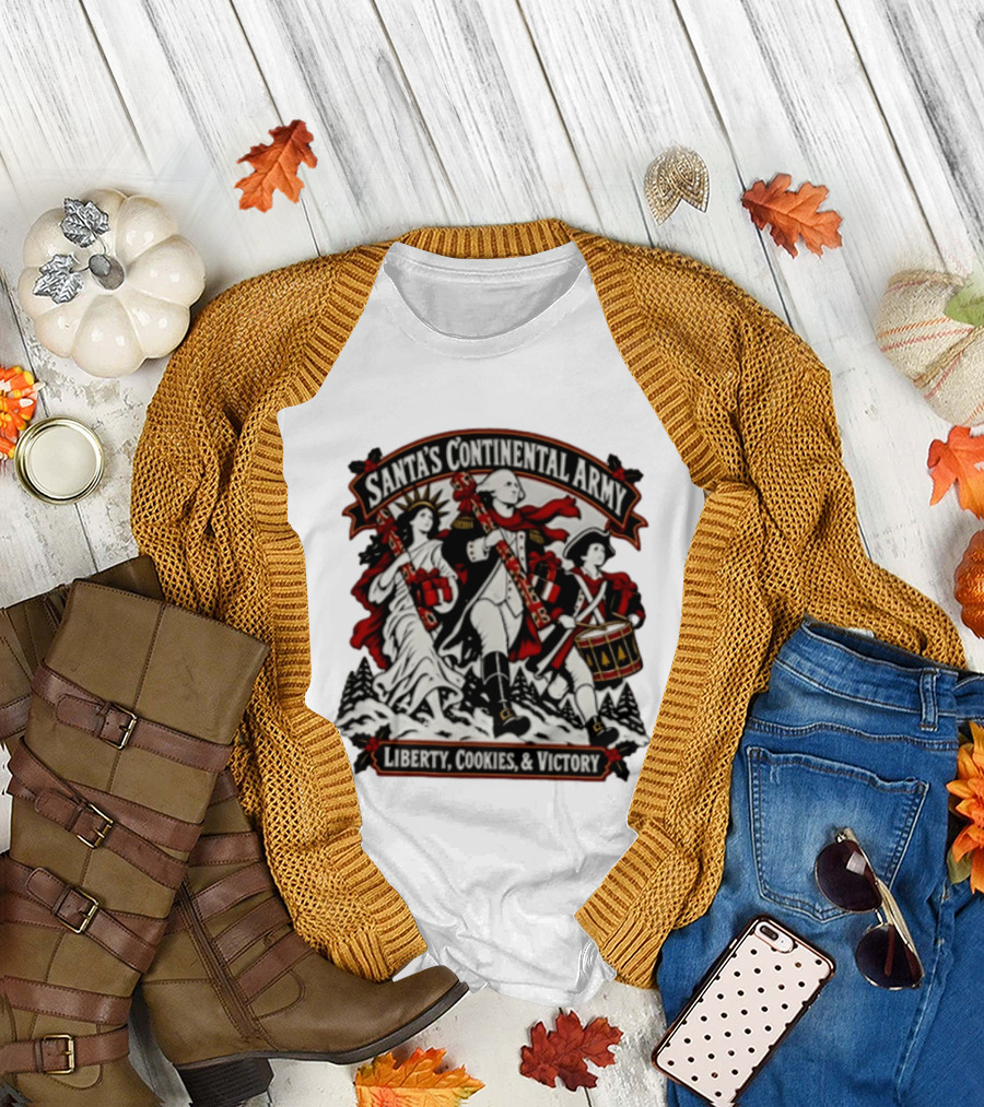 Santa's Continental Army Liberty Cookies And Victory T-Shirt
