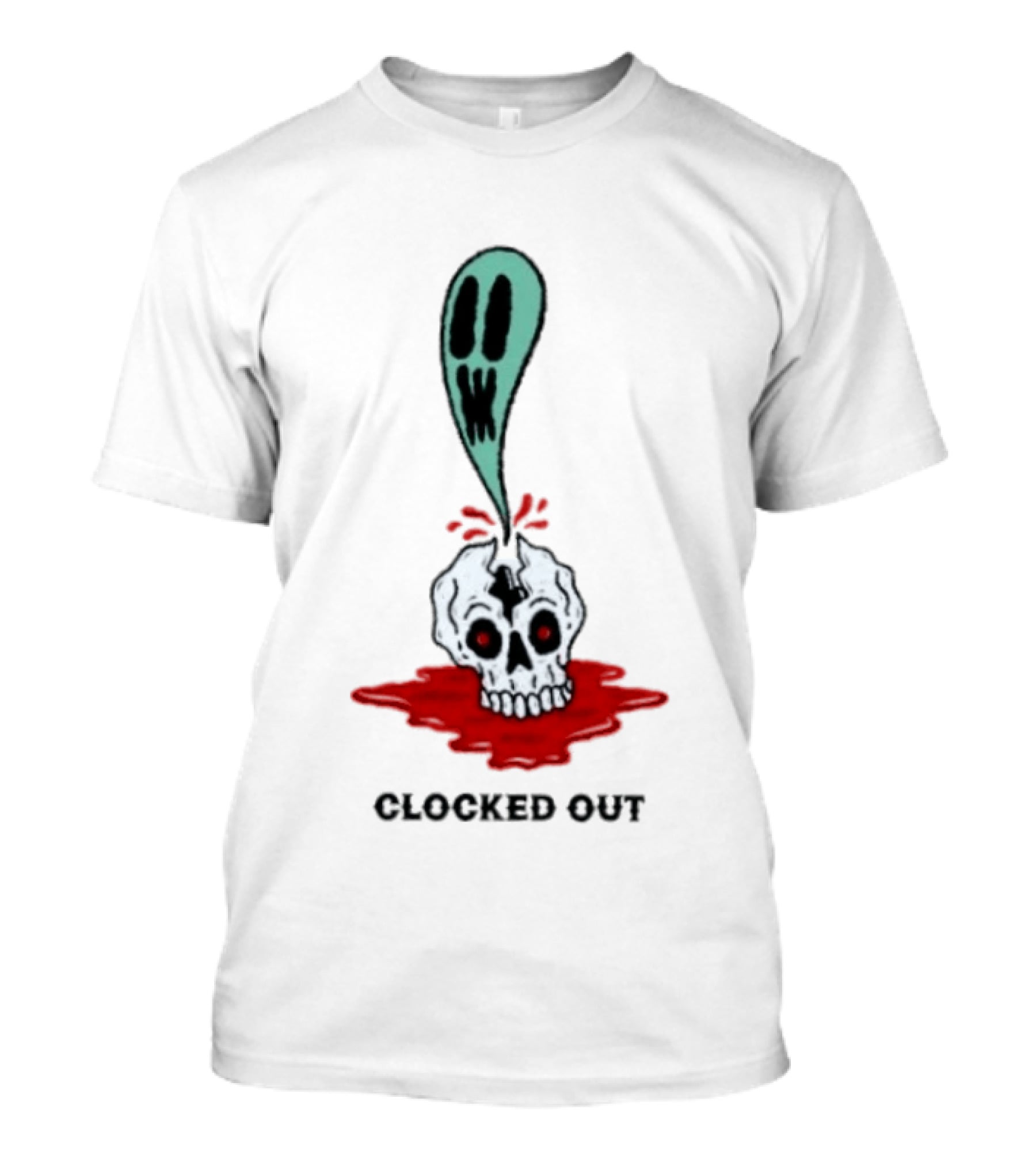 Ed Out Ghost Skull Death Spooky Work T-Shirt