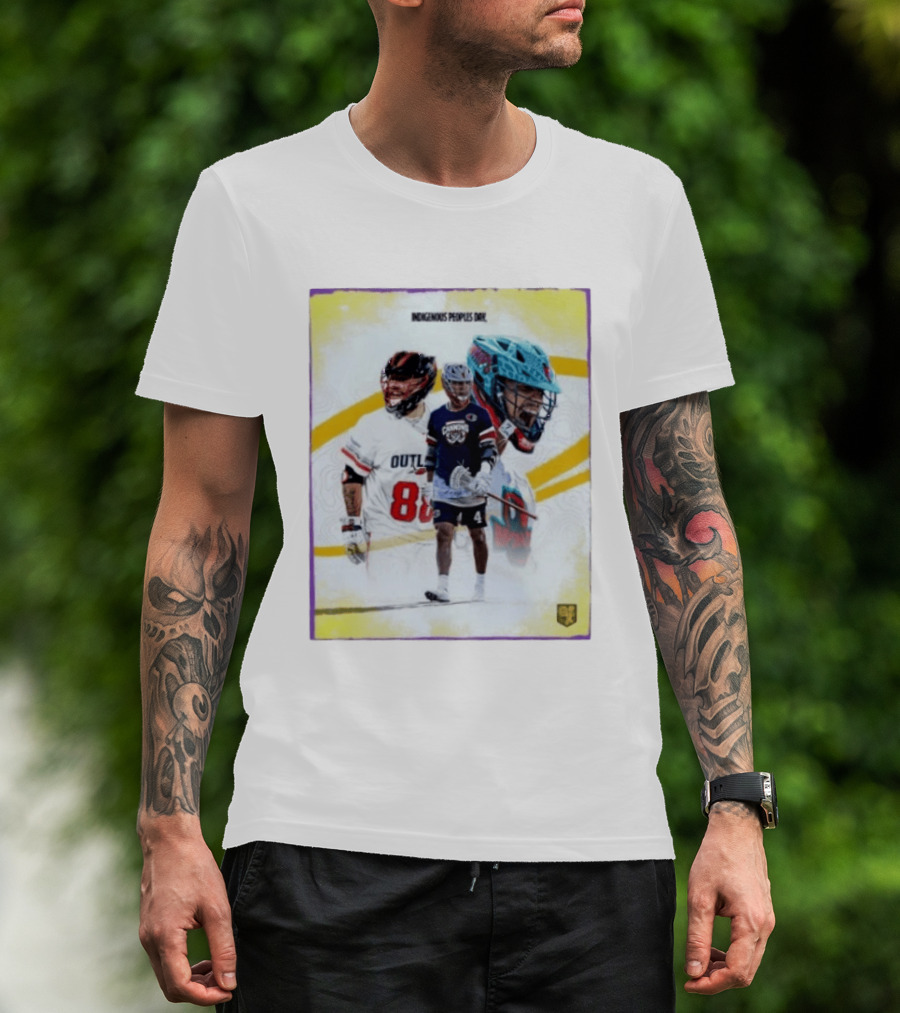 Indigenous Peoples Day PLL Lacrosse Cannons Outlaws Player Collage T-Shirt
