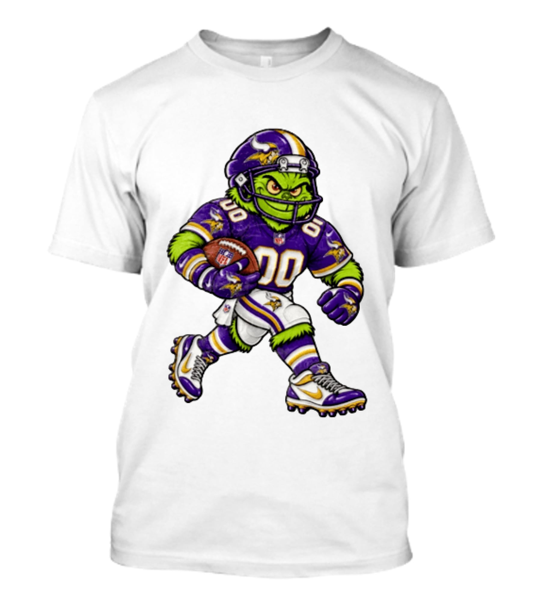 Minnesota Vikings Football Grinch Character Player In Team Uniform T-Shirt
