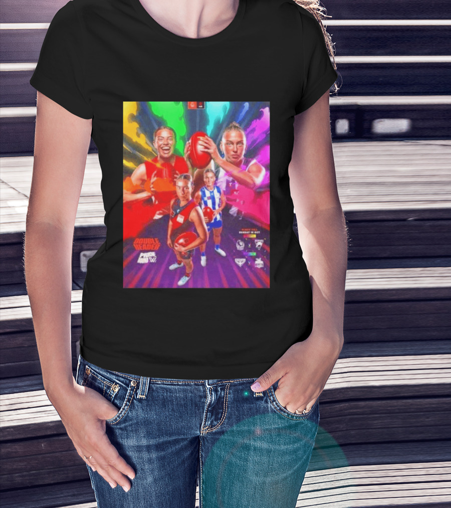 Double Header AFLW Pride Round Sydney Essendon North Windy Hill T-Shirt