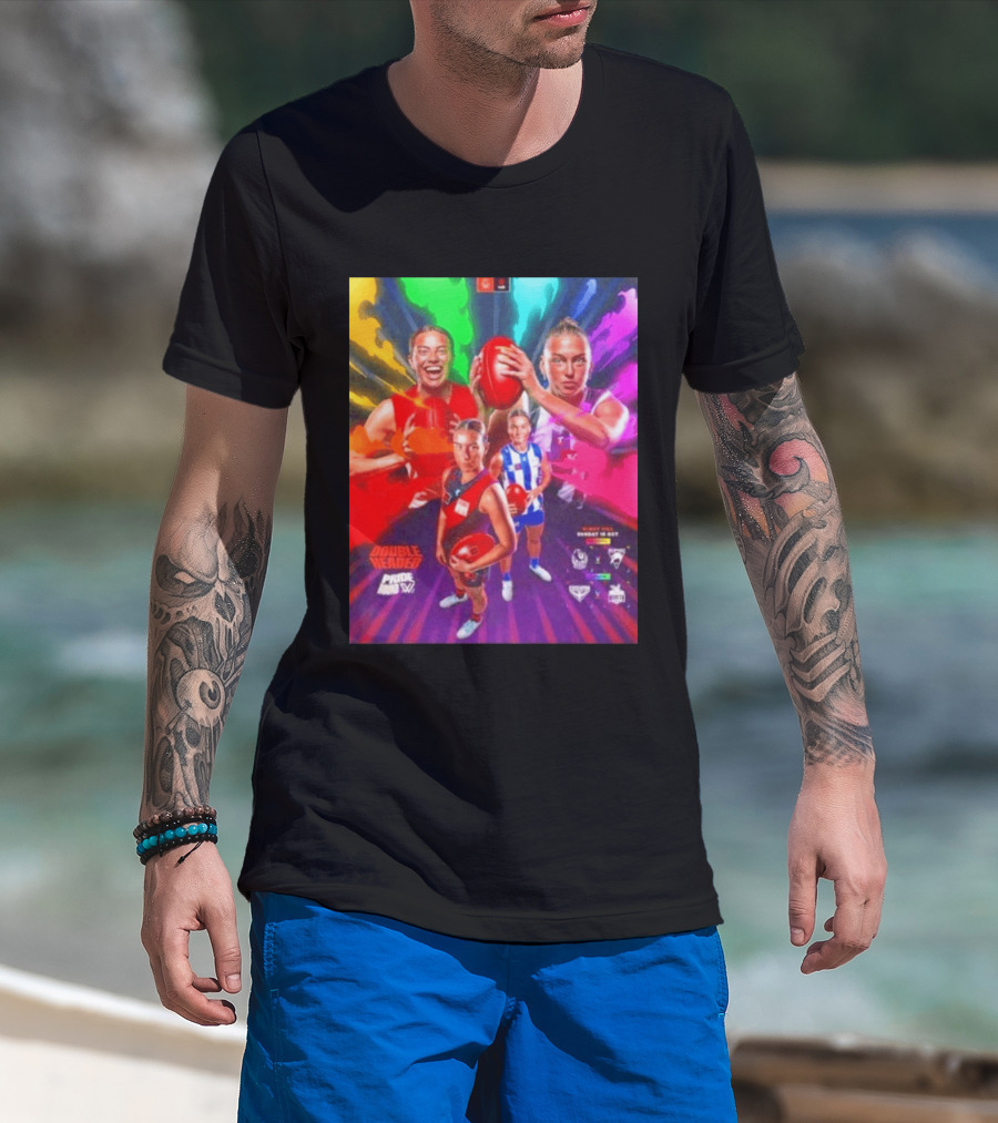 Double Header AFLW Pride Round Sydney Essendon North Windy Hill T-Shirt
