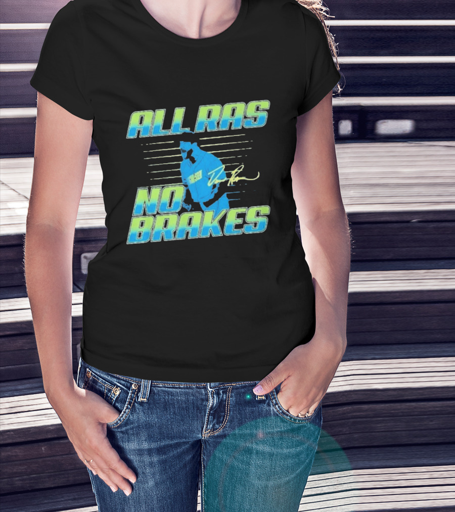 ALL RAS NO BRAKES Baseball Player Blue Neon Stripes Signature T-Shirt