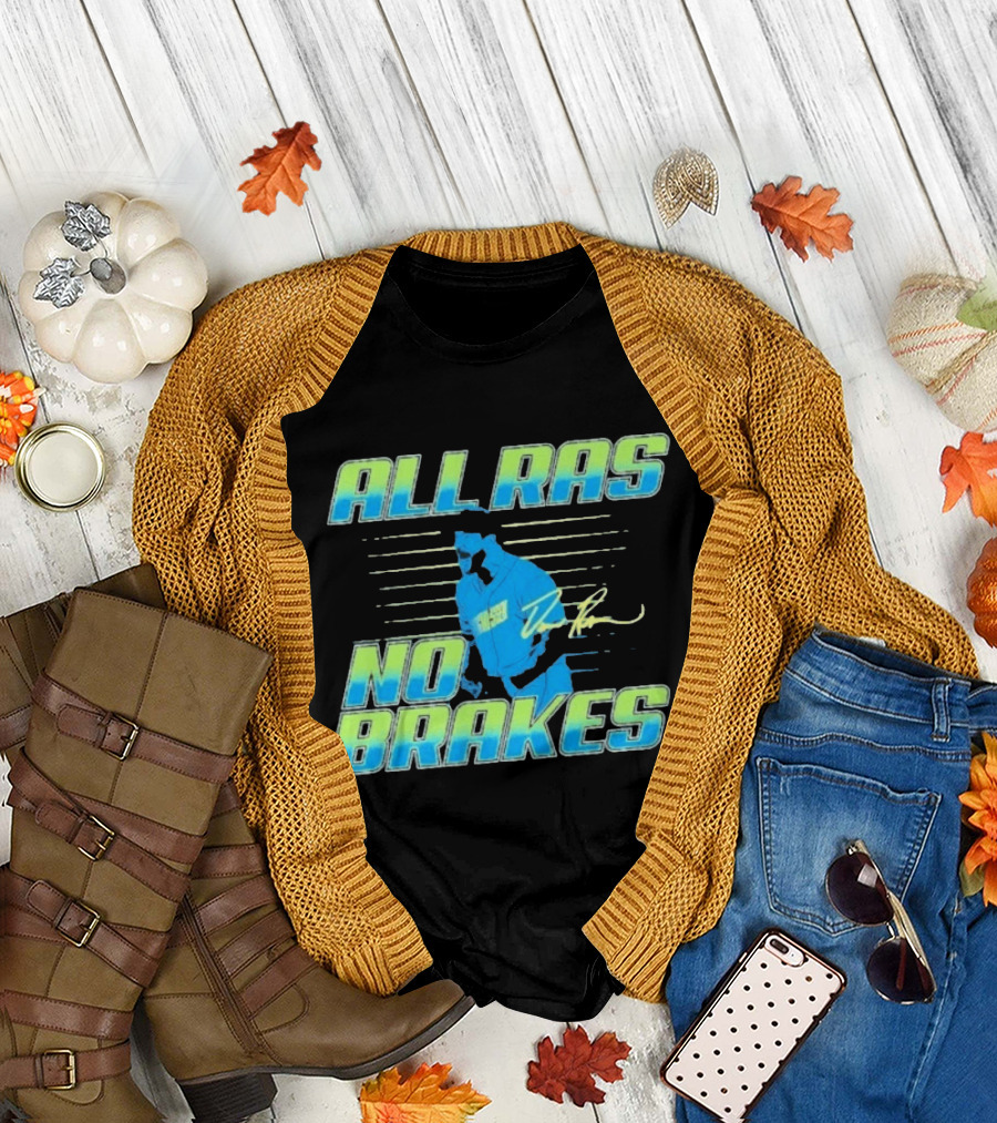 ALL RAS NO BRAKES Baseball Player Blue Neon Stripes Signature T-Shirt