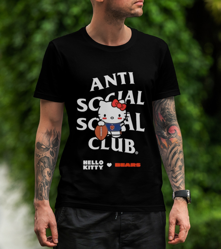 Anti Social Social Club Hello Kitty Chicago Bears Collaboration T-Shirt