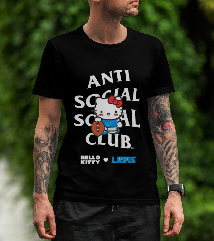 Anti Social Social Club Hello Kitty Detroit Lions Collaboration T-Shirt