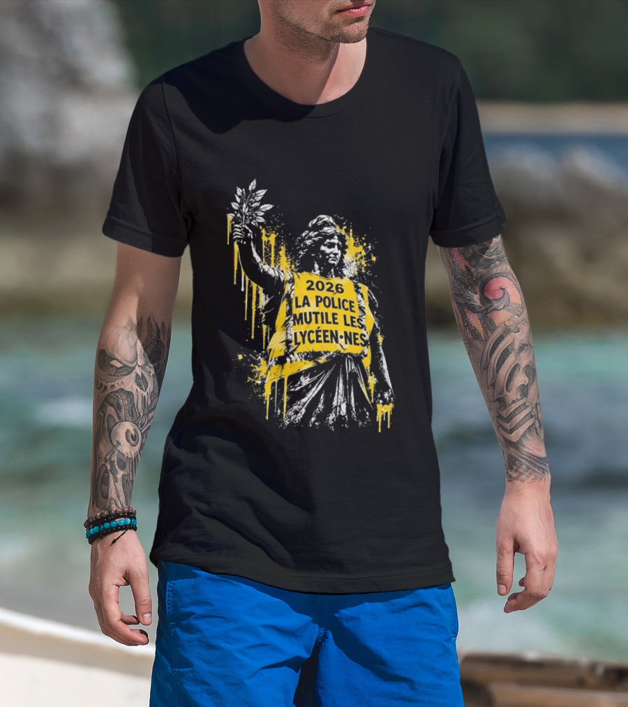 2026 La Police Mutile Les Lycéennes Statue Graphic Protest T-Shirt