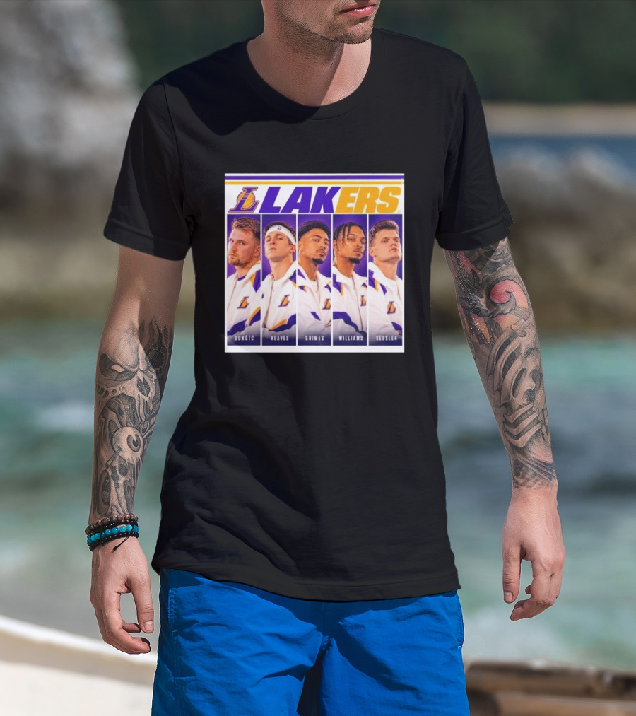 Lakers NBA Stars Collage Luka Dončić Austin Reaves Quentin Grimes Jalen Williams Walker Kessler T-Shirt