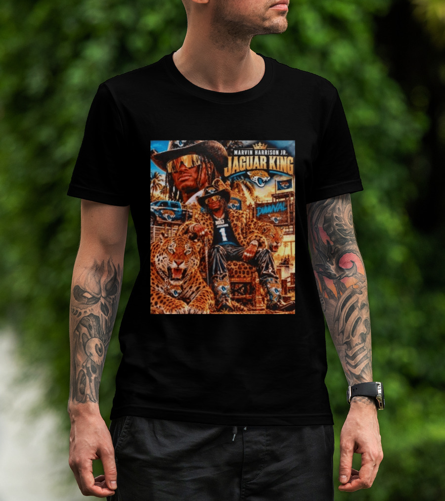 Marvin Harrison Jr Jaguar King Jacksonville Jaguars No 1 Jaguar Football Champion T-Shirt