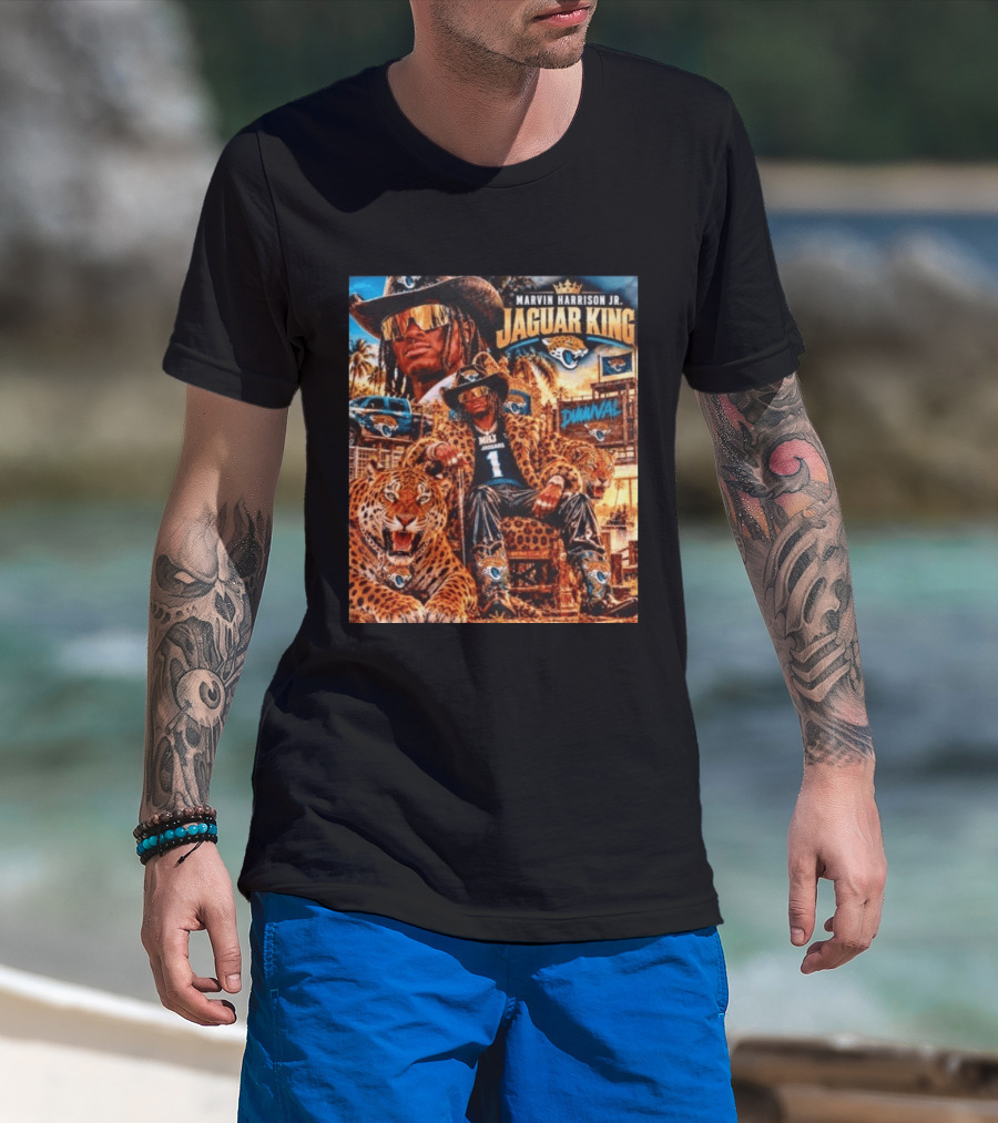 Marvin Harrison Jr Jaguar King Jacksonville Jaguars No 1 Jaguar Football Champion T-Shirt