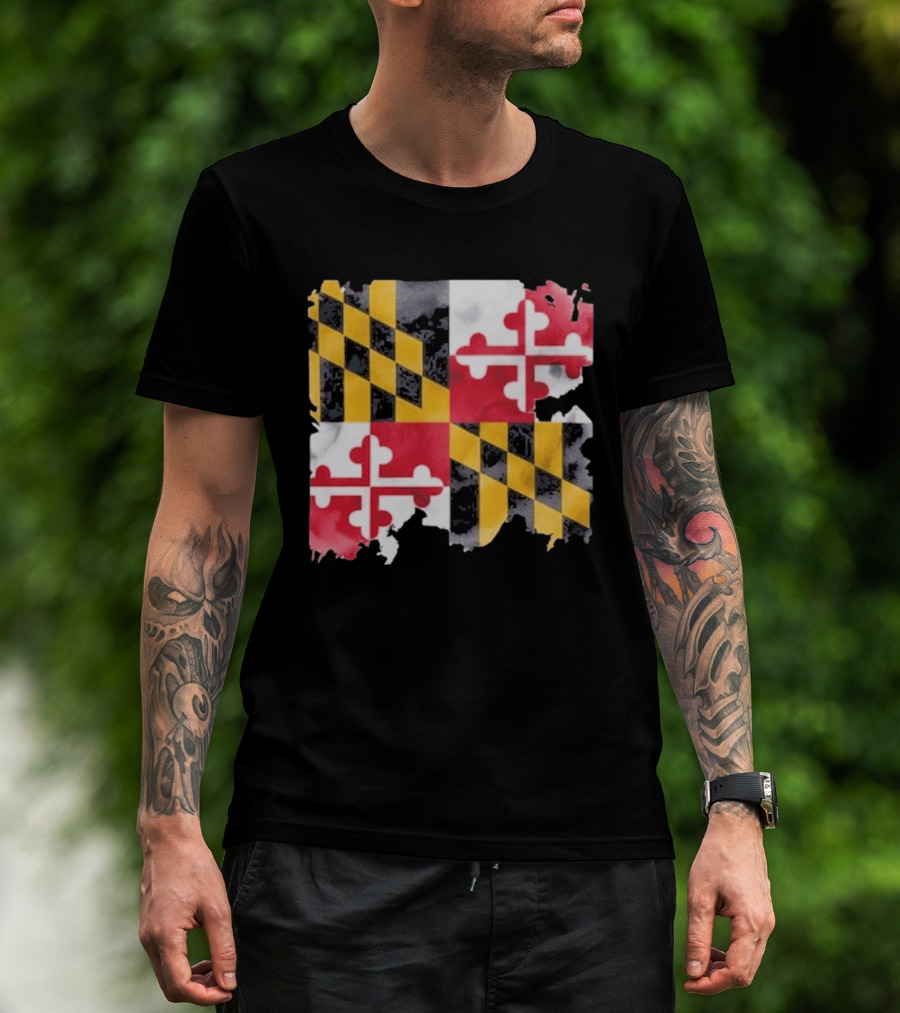 Maryland Distressed Flag Casual Summer Look T-Shirt