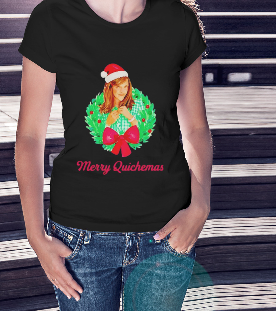 Merry Quichemas Santa Hat Wreath Gilmore Girls Christmas T-Shirt