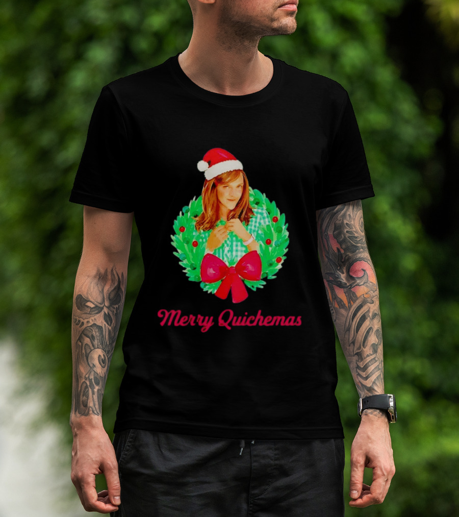 Merry Quichemas Santa Hat Wreath Gilmore Girls Christmas T-Shirt
