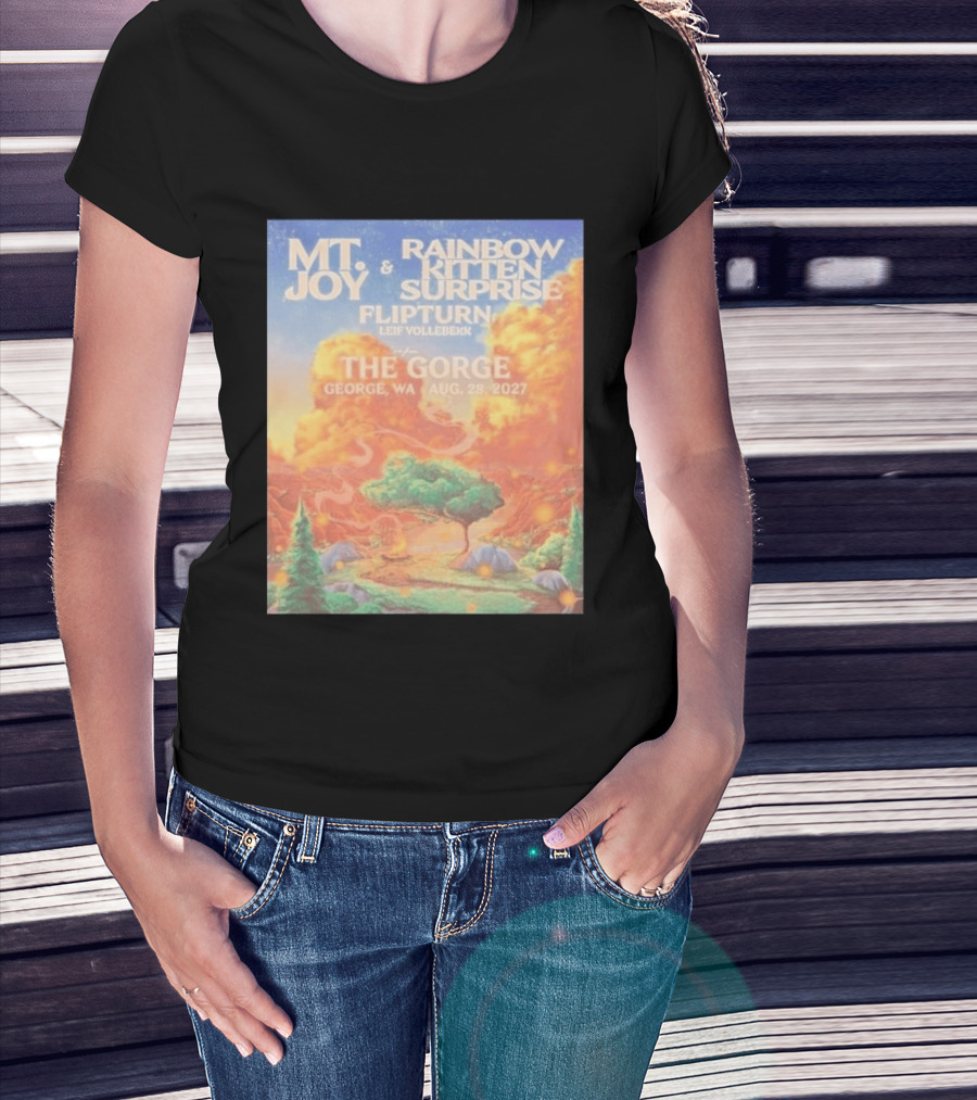 MT Joy Rainbow Kitten Surprise Flipturn Leif Vollebekk The Gorge George WA Aug 28 2027 T-Shirt