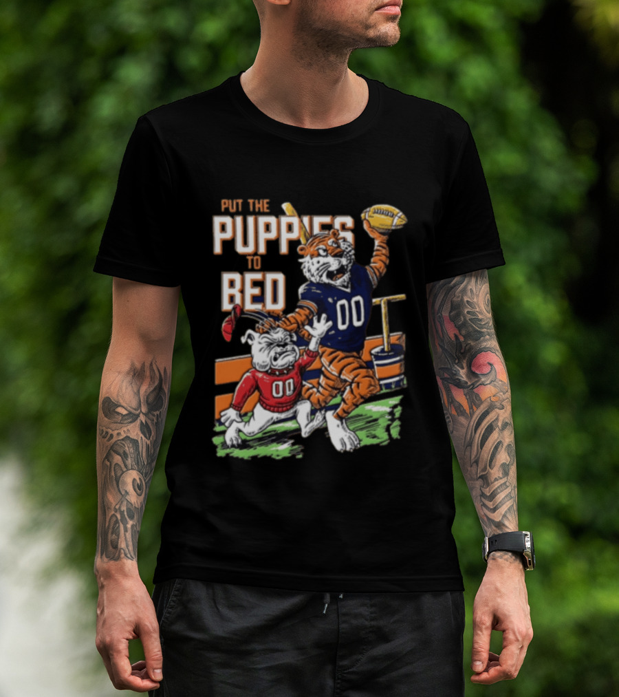 Put The Puppies To Bed Tiger Football T-Shirt