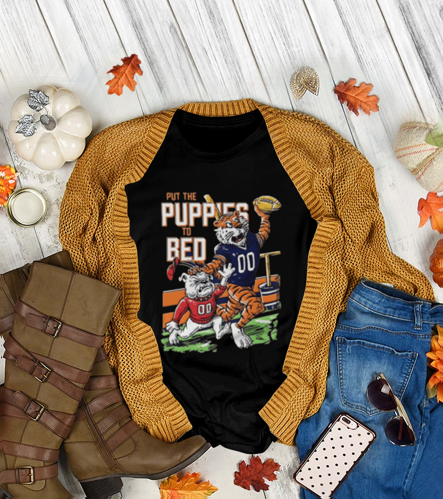 Put The Puppies To Bed Tiger Football T-Shirt