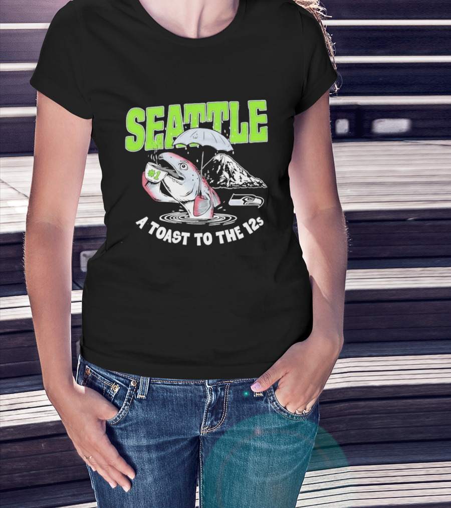 Seattle Seahawks A Toast To The 12s Salmon And Coffee With Mountain T-Shirt