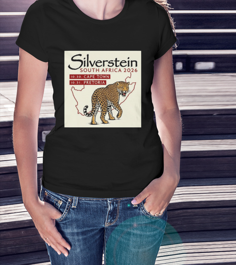 Silverstein South Africa 2026 Cape Town Pretoria Leopard Map Concert Dates T-Shirt