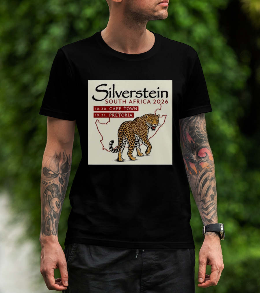 Silverstein South Africa 2026 Cape Town Pretoria Leopard Map Concert Dates T-Shirt