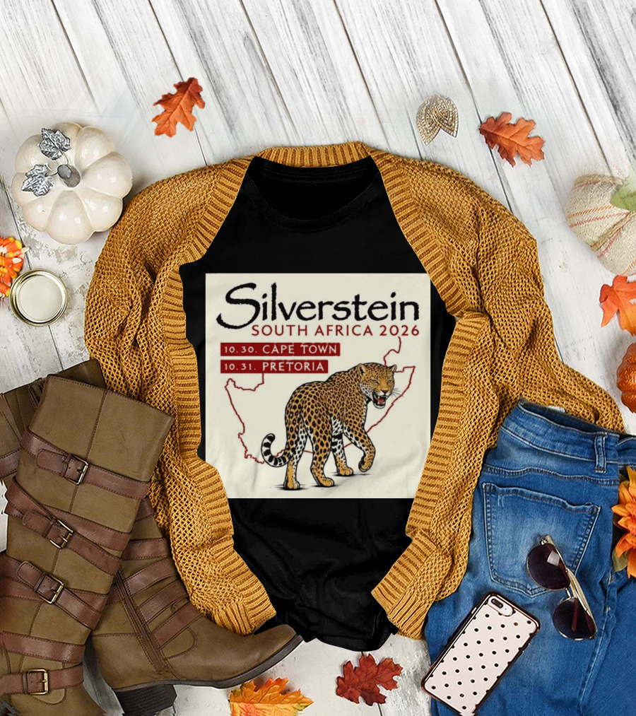 Silverstein South Africa 2026 Cape Town Pretoria Leopard Map Concert Dates T-Shirt
