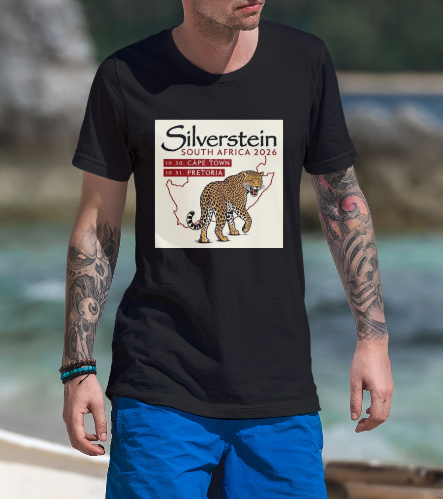 Silverstein South Africa 2026 Cape Town Pretoria Leopard Map Concert Dates T-Shirt