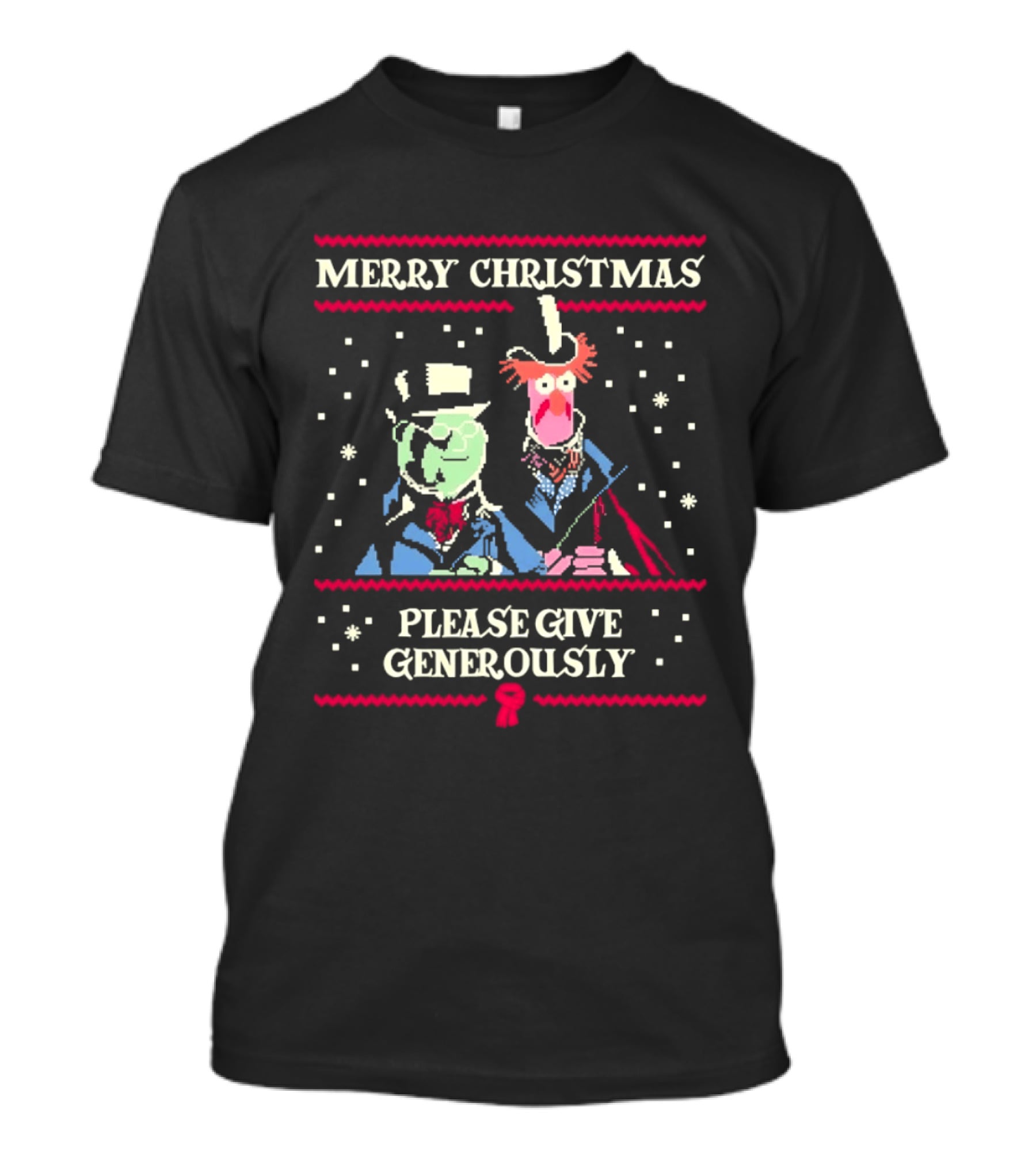 Merry Christmas Statler And Waldorf Please Give Generously T-Shirt