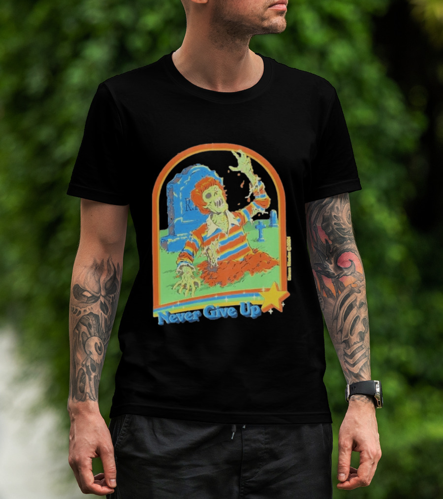 Steven Rhodes Zombie Rising Never Give Up Graveyard Scene 2026 T-Shirt