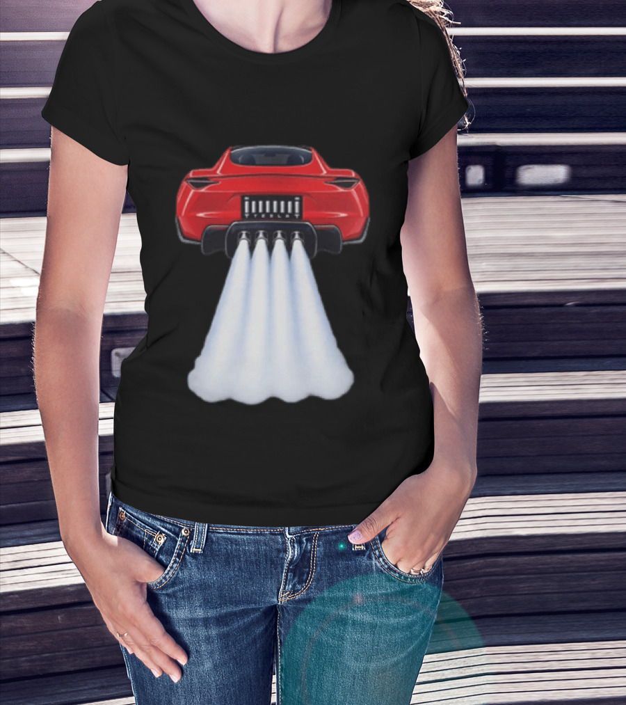 Tesla Roadster SpaceX Flying Car Rocket Thrusters Jet Blast T-Shirt