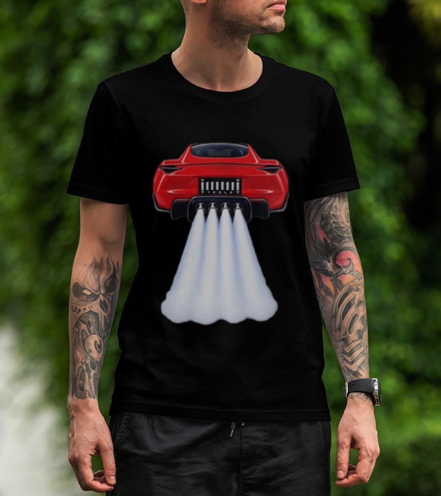Tesla Roadster SpaceX Flying Car Rocket Thrusters Jet Blast T-Shirt