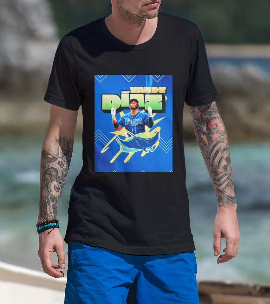 Yandy Diaz Tampa Bay Rays MLB Baseball Player Graphic With Manta Ray T-Shirt