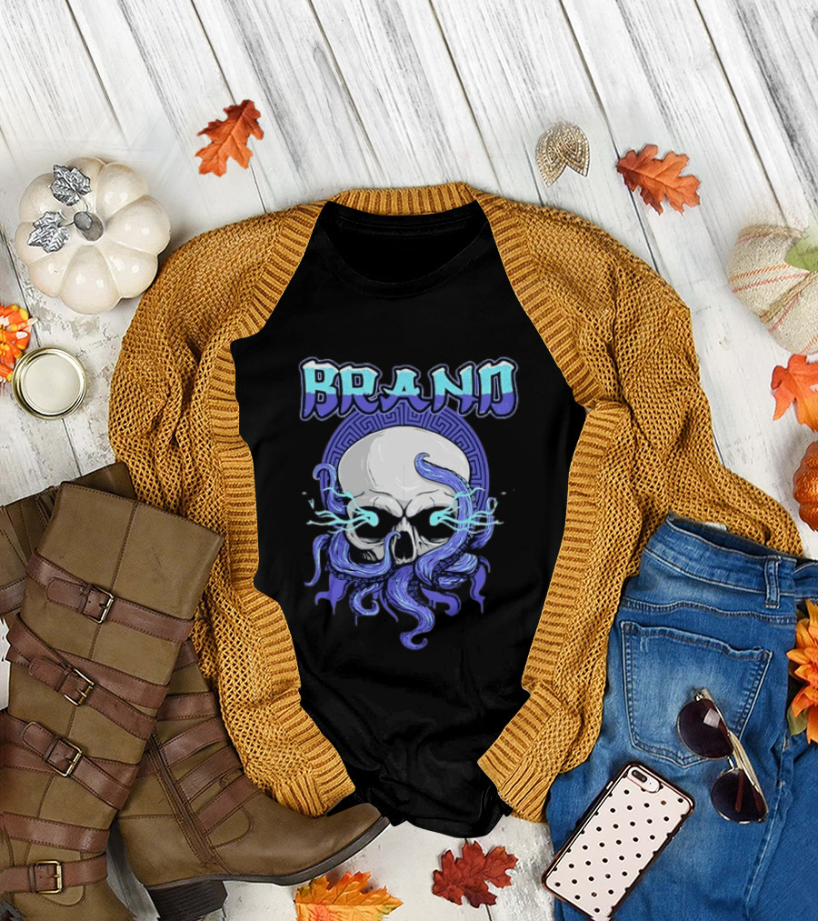 BRAND Skull With Tentacles Gothic Dark Spooky T-Shirt